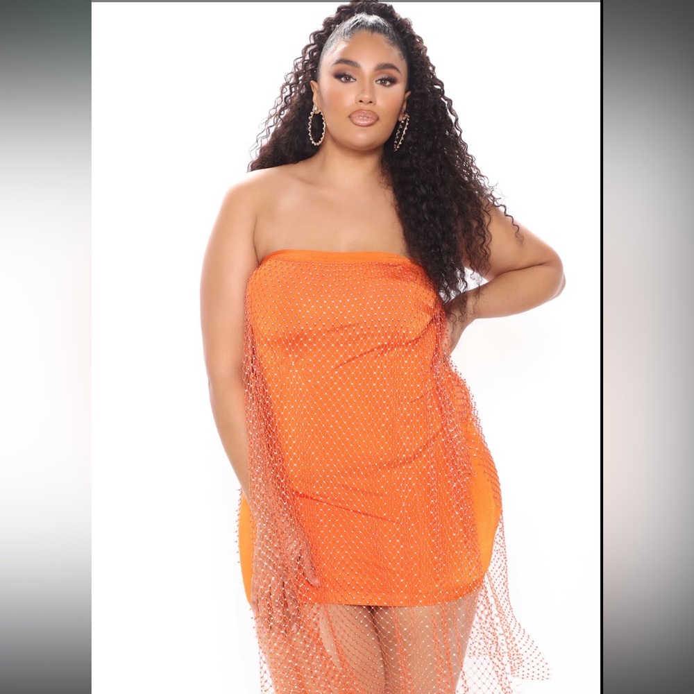 Fashionnova diamond queen bandage mini dress orange